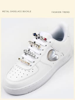 Sneakers Shoelaces Decoration Metal Shoelace Buckle Pearl Shoes Charm Accessories Shiny Rhinestones Women Shoe laces Decorative