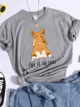 Talk To The Fluff Kawaii Corgi Print Female T Shirt Summer Comfortable Tshirt Street Hip Hop Tops Tee Breathable Cool Crop Top