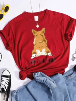 Talk To The Fluff Kawaii Corgi Print Female T Shirt Summer Comfortable Tshirt Street Hip Hop Tops Tee Breathable Cool Crop Top