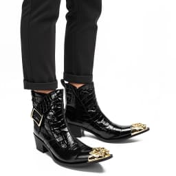 Spring and Autumn Lace high boots Men's boots White Pointed Cowhide Business Banquet Casual Leather boots High heels Boots