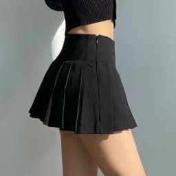 Lucyever Pleated Skirts Women Sexy Slim Side Split Anti-Glare Mini Skirt Female All-Match Solid Color High Waist A Line Skirt