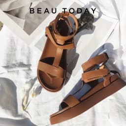 BeauToday Summer Gladiator Sandals Women Calfskin Leather Open Toe T-bar Strap Hook & Loop Summer Ladies Shoes Handmade 07130