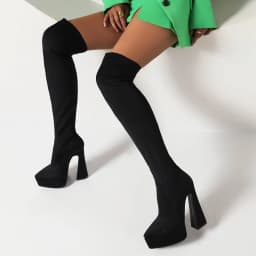 Stretch Satin Fabric Plus Size Pointed Toe Ultra-High Hollowed Out Shaped Heel Sexy Over-The-Knee Boots Breathable Inner Boots