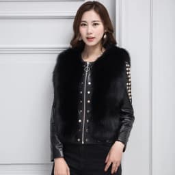 Fur Lover Real Fox Fur Winter Outfit For Women Fashion Sheep Leather Jacket With Genuine Fox Fur Luxury Coat