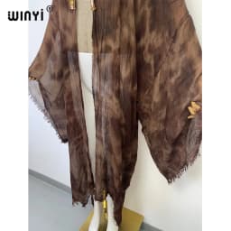 WINYI Women Free Size Skin-friendly Soft Retro Tie-dye Printed Cardigan Stitch Cocktail Sexy Boho Beach Cover Up Holiday Kimono