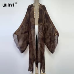 WINYI Women Free Size Skin-friendly Soft Retro Tie-dye Printed Cardigan Stitch Cocktail Sexy Boho Beach Cover Up Holiday Kimono