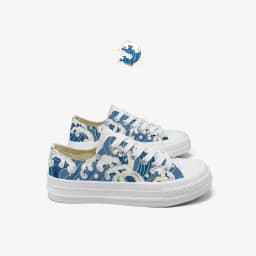 Amy and Michael Original Design Chinoiserie Water Pattern Hand Painted Canvas Shoes Low-Top Flat Woman Vulcanize Shoes