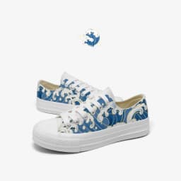Amy and Michael Original Design Chinoiserie Water Pattern Hand Painted Canvas Shoes Low-Top Flat Woman Vulcanize Shoes