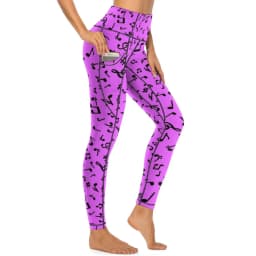 Music Notes Yoga Pants Sexy Black and White Graphic Leggings High Waist Gym Leggins Women Kawaii Quick-Dry Sports Tights