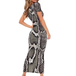 Faux Snakeskin Dress Funny Animal Print Street Wear Bodycon Dress Short Sleeve Pretty Maxi Dresses Design Oversized Clothing