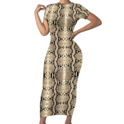 Faux Snakeskin Dress Funny Animal Print Street Wear Bodycon Dress Short Sleeve Pretty Maxi Dresses Design Oversized Clothing