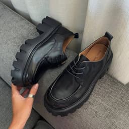 BeauToday Platform Shoes Women Genuine Cow Leather Round Cross Tied Closure Chunky Sole Ladies Casual Shoes Handmade 21894