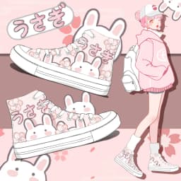 Amy and Michael Cute Girls Students Canvas Shoes Ladies Anime Cartoon Sneakers Hi Tops Casual Plimsolls Breathable Trainers