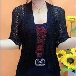 Spring Summer New Ice Silk Knit Cardigan 2025 New Women Middle-Aged Mothers Solid Color Shawl Hollow Sunscreen Coat Female Tops
