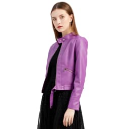 Spring Autumn Women PU Leather Short Jacket Ladies Solid With Belt Stand-up Collar Zipper Biker Coat Female Casual Outwear