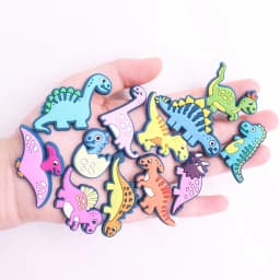 Hot Selling 12pcs Cartoon Dinosaur PVC Accessories Shoe Charms Cute Shoe Buckle Decorations fit Wristband Party Kid's Gifts
