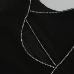 Women's New Black Round Neck One Shoulder Sleeves Decorated Diamond Chain Sexy Dress Women's Tight Party Evening Elegant Dress