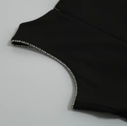 Women's New Black Round Neck One Shoulder Sleeves Decorated Diamond Chain Sexy Dress Women's Tight Party Evening Elegant Dress