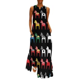 Horse Pack Dress Spring Cool Horses Love Street Style Bohemia Long Dresses Woman Pattern Vintage Maxi Dress 3XL 4XL 5XL
