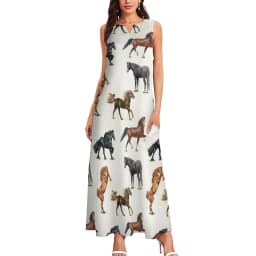 Horse Pack Dress Spring Cool Horses Love Street Style Bohemia Long Dresses Woman Pattern Vintage Maxi Dress 3XL 4XL 5XL