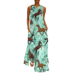 Horse Pack Dress Spring Cool Horses Love Street Style Bohemia Long Dresses Woman Pattern Vintage Maxi Dress 3XL 4XL 5XL