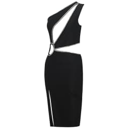 2022 New Summer Women One Shoulder Bandage Dress Sexy Sleeveless Hollow Out Diamonds Club Celebrity Bodycon Party Mini Dresses