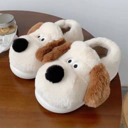 Size36-45 Hug Dog Slippers Girls Fluffy Warm Slide Slipper Female Cuddle Animal Flat Shoes 2022 Ins Hot Thick Furry Slippers