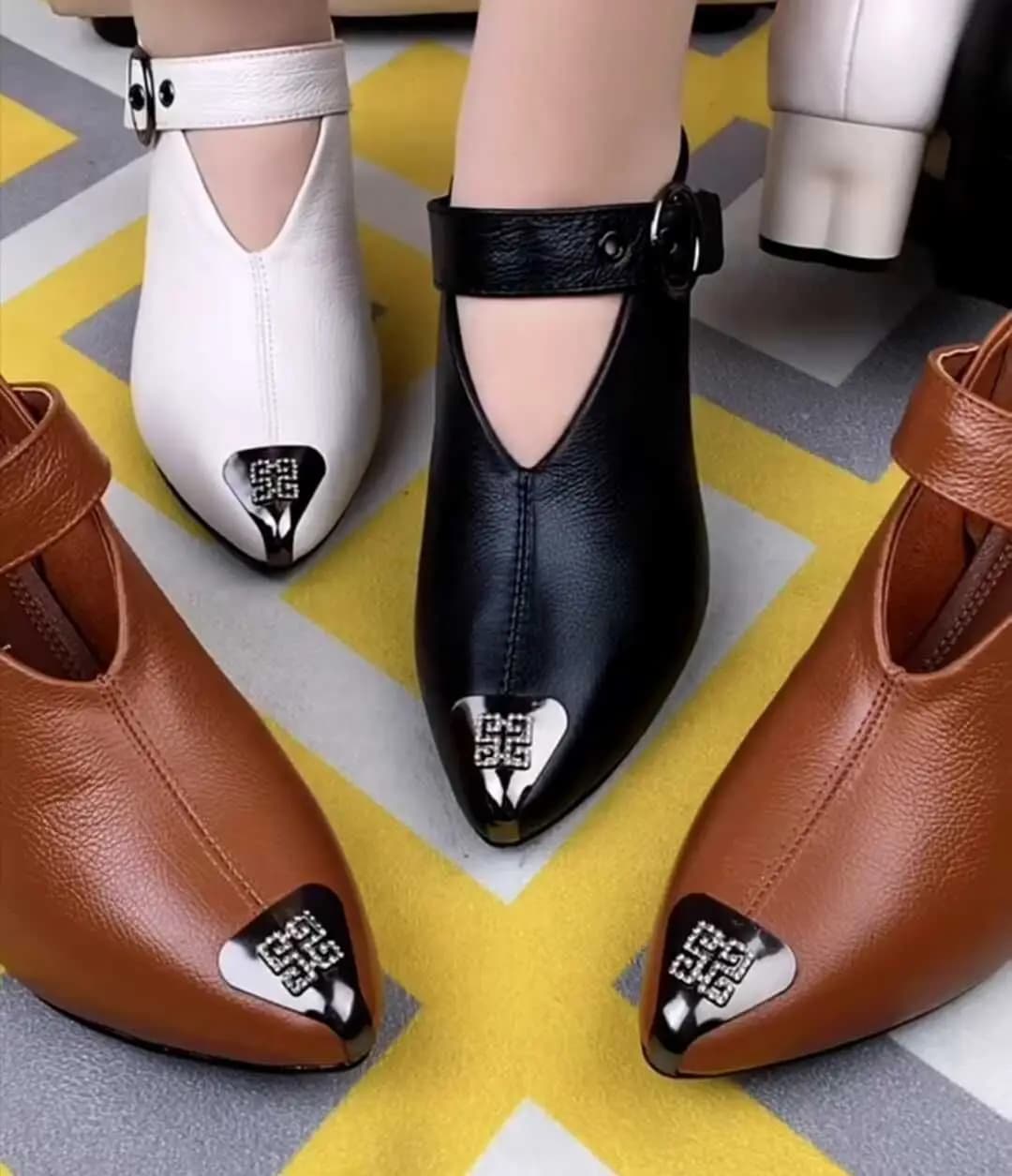 Women's V-neck Ankle Boots Ladies Big Size 34-43 Designer Shoes Heel with Heart-shaped Women Autumn Hook & Loop Mary Jane Boots