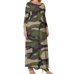 Camo Print Army Dress Long Sleeve Sloth Camouflage Elegant Maxi Dress Summer Street Wear Printed Bohemia Long Dresses Large Size