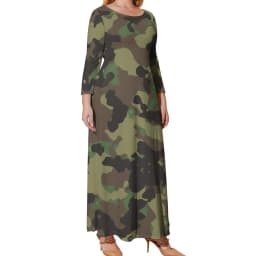 Camo Print Army Dress Long Sleeve Sloth Camouflage Elegant Maxi Dress Summer Street Wear Printed Bohemia Long Dresses Large Size