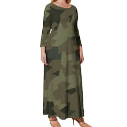 Camo Print Army Dress Long Sleeve Sloth Camouflage Elegant Maxi Dress Summer Street Wear Printed Bohemia Long Dresses Large Size