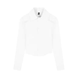 Xpqbb White Shirts Women Korean Style Buttons Folds Slim Fit Crop Tops Female All-Match Daily Design Office Long Sleeve Blouses