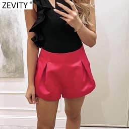 ZEVITY New Women High Street Pleats Design Bermuda Shorts Lady Zipper Fly Hot Shorts Chic Pantalone Cortos P1265