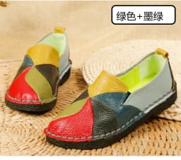 Designer Patches Ballet Flats Woman Luxury Vintage Shoes Big Size 42 Women's Genuine Leather Driver Moccasin Mom Rainbow Loafers