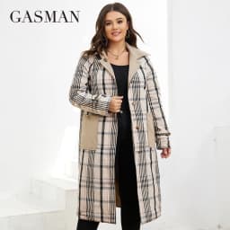 GASMAN Autumn Women's Trench Coat Plus Size Mid-Length Belt Hooded Jacket Women Sports Solid Color Windbreaker Parkas LW-22910