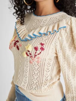 GypsyLady Knitted Vintage Boho Sweater Pullover Ruffles Applique Hollow Out Women Sweaters Autumn Casual Chic Ladies Jumpers Top