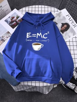 Hoodies E=Mc Coffee Personality Print Hoody For Women Harajuku Aesthetic Hoodie Warm Womens Fleece Oversized Sweatshirt Female