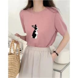 ice silk knitted short sleeve women Korean white rabbit cotton thread T shirt summer new bottom top cotton and linen half sleeve