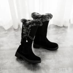 2020 Autumn And Winter Fur Boots Women Snow Warm Shoes Women Boots Thick-Soled Round Toe Waterproof Platform Lace-Up Knee Boots