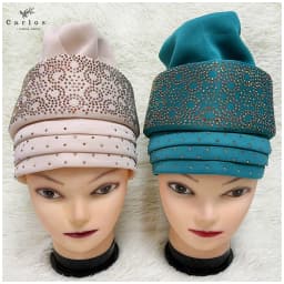1 Dozen High Quality Newest Elegant Turban Hats Women Cap Beaded For India Scarfs Head Wrap Headband Girl Hair Accessories Lady