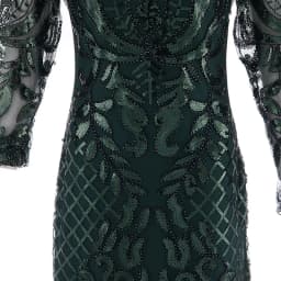 V-neck Long-Sleeve Tulle Embroider Evening Beaded Art Dec Dress Elegant Vintage 1920s Party Dress Great Gatsby Sequin Dress