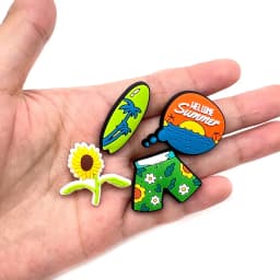 1pcs PVC Shoe Charms Decorations Accessories summer beach wave Women wristband Clogs Buckle Kids Pins Men Decoration Jeans