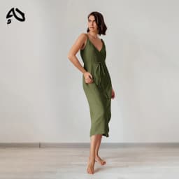 Original 100% Cotton Dresses For Women 2024 Sexy V-Neck Adkustable Strap Patchwork Bandage Chic And Elegant Woman Summer Dress
