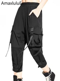 Amax luluE European 2024 Summer Fashion Womens Punk Casual Trousers Ladies Fitness Loose Harem Pants Females Hip Hop Pantalons