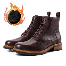 ZFTL Men's Basic Boots Men Ankle Boots British Winter with fur warm Man Casual Lace-up Boots Genuine Leather Handmade Retro Boot