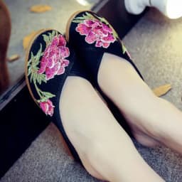 Women Canvas Embroider Wedges Slippers Ladies Vintage Summer Shoe Backless Closed toe Sandals for Girls Retro Slides Beach Shoes
