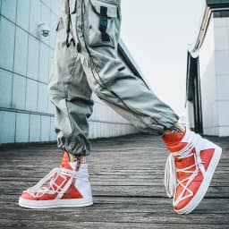 2023 High Quality Mens Casual Shoes Orange Luxury Designer Sneakers Men Lace Up High Street Fashion Trendy Men Platform Trainers