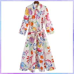 Summer Women Vintage Totem Floral Print Dress With Bow Female Sashes Midi Shirt Dress Chic Casual Slim Dresses Vestido