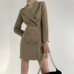 LMQ NEW Early Spring Suit Dress Women Slim Temperament Double Breasted Short A-Line Skirt Casual All-Match Long-Sleeved Top