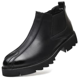 British fashion mens shoes black chelsea boots platform genuine leather boot autumn winter ankle botas masculinas zapatos hombre
